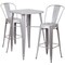 Emma and Oliver Commercial Grade 23.75" Square Metal Indoor-Outdoor Bar Table Set, 2 Back Stools